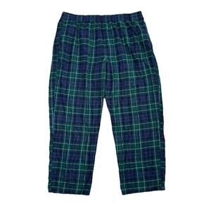 LL Bean Lounge Pants Mens 2XL 38x30 Blackwatch Tartan Plaid Cotton Blue Green